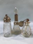A 'Sterling silver' mounted perfume bottle and napkin ring etc.