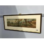 Arthur Willott, pair, watercolours, signed, 'Hunting Scenes', 12 x 45cm