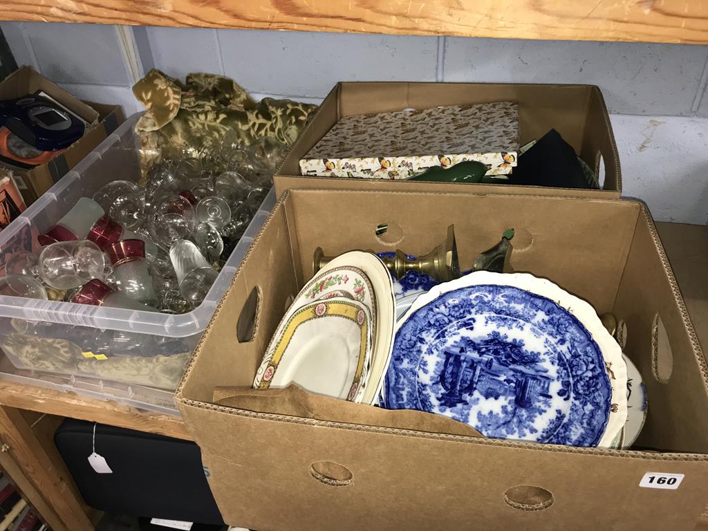 Three boxes of glass and china