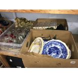 Three boxes of glass and china
