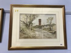 Thomas Wilkinson, watercolour, signed, 'The Water Tower Cleadon', 32 x 46cm