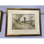 Thomas Wilkinson, watercolour, signed, 'The Water Tower Cleadon', 32 x 46cm