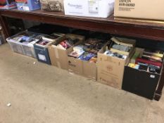 Six boxes of books and DVDs