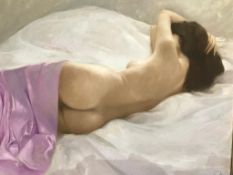 Luis Ribas, oil, signed, 'Sleeping nude', 97cm x 84cm