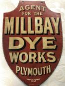 An enamel sign 'Millbay Dye Works', 49cm x 33cm