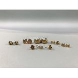 A collection of 9ct gold earrings, total weight 10 grams