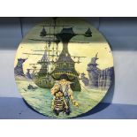Circular oil on board, 'Lewis Carroll, Hunting of the Snark', 106cm diameter