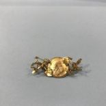 An 1894 half Pond South African gold coin Mining brooch, weight 7.7 grams