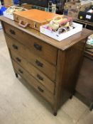 Two oak chests of drawers and an oak dressing chest