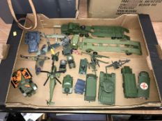 A collection of military Die Cast toys