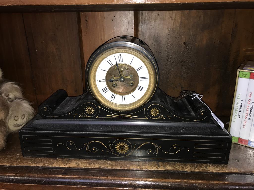 A Victorian slate 8 day mantel clock