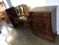 A Stag dressing table, chest of drawers and a gents wardrobe