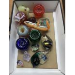 Assorted studio glass and paperweights