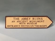The Abbey Ruins' sign