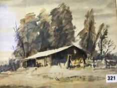 Australian School, Lindsay Sever, signed, watercolour, 'House in the out back', 27 x 32cm, and Jim