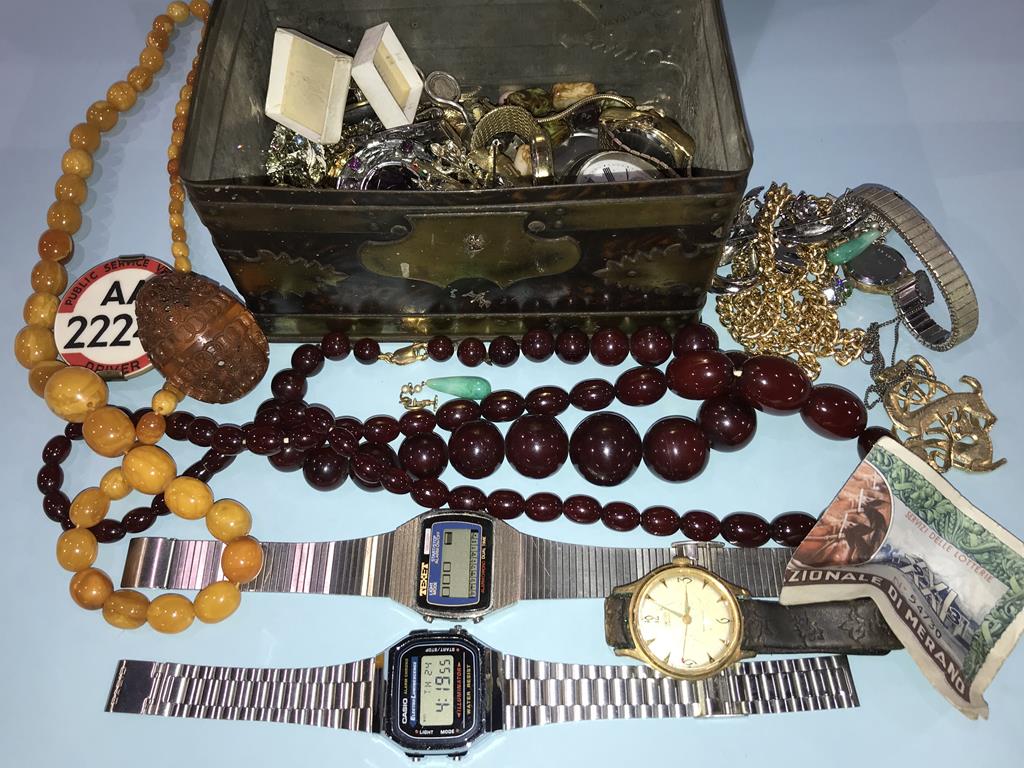 A tin of assorted jewellery and wristwatches etc. - Image 2 of 3