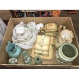 Assorted china and a print