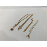 Four various 9ct gold necklaces, weight 22 grams