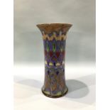 A tall Royal Doulton vase, number X8860 and 9238, decorated in colourful geometric designs, 33cm