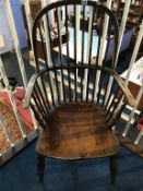 A stick back Windsor chair