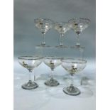 Six Babycham cocktail glasses