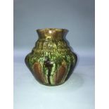 Christopher Dresser for Linthorpe, a mottled brown and green vase, impressed marks, number 159, 17cm