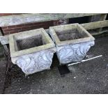 Pair of square garden urns