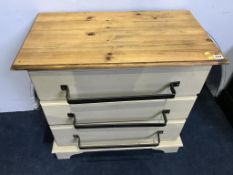 A painted pine chest of drawers, 76cm wide