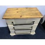 A painted pine chest of drawers, 76cm wide