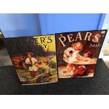 Two modern signs 'Pears' and 'Harpers Weekly'