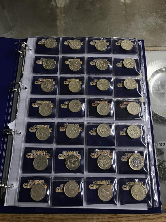 Two boxes of coins, to include eight Change Checker files of various coins, including collectors £ - Image 26 of 106