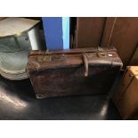 A leather suitcase