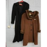 A Verner Vogue black coat, and a 1960's Travex of New York coat