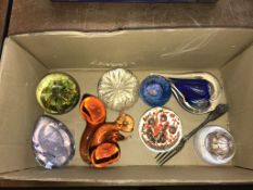 A quantity of paperweights etc.