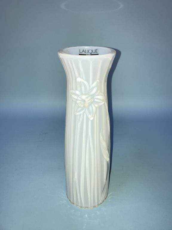 A Lalique opaque glass 'Daffodil' vase, 27cm height