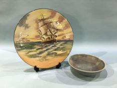 A Royal Lancastrian shallow bowl and a Royal Doulton series ware 'HMS Victory'