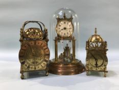 A lantern style clock and an anniversary clock