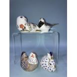 Four Royal Crown Derby paperweights, 'Seal', 'Hen', 'Rabbit', and a bird