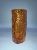 A Whitefriars orange 'Bark' vase, 19.5cm