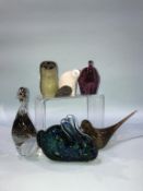 Seven various coloured glass animals