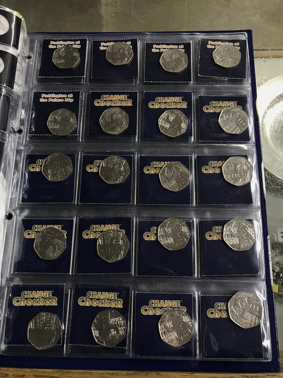 Two boxes of coins, to include eight Change Checker files of various coins, including collectors £ - Image 29 of 106