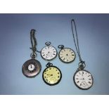 Five various silver pocket watches