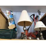 Garden tools, lamps and a battery charger