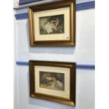 After Sir William Russell Flint, pair of prints, 16 x 25cm