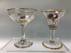 Eleven boxed Wares Ltd decorative cocktail glasses and six Babycham glasses