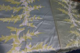 A piece of sateen finish fabric, Edinburgh Weavers, "Acanthus", in green, 126cm wide x 134cm long