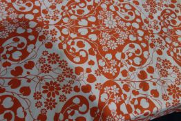 A piece of printed fabric, "Ascoli "for Sundour, orange and white floral pattern, 126cm wide x 3m