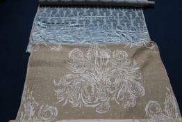 Three rolls of Edinburgh Weavers jacquard woven rayon and cotton fabric, "Burning Bush", designed by