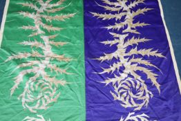 A small bale of sateen finish fabric, Edinburgh Weavers, "Acanthus", in green and purple, 126cm wide