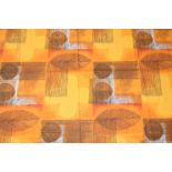 A piece of fabric, Francis Price screen print, "Langdale", in orange with tree design, 120cm wide